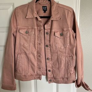 Gap women’s rose colored denim jacket; size S